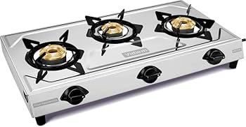 Vidiem Victor Stainless Steel Gas Stove 3 Burner| Brass Burners